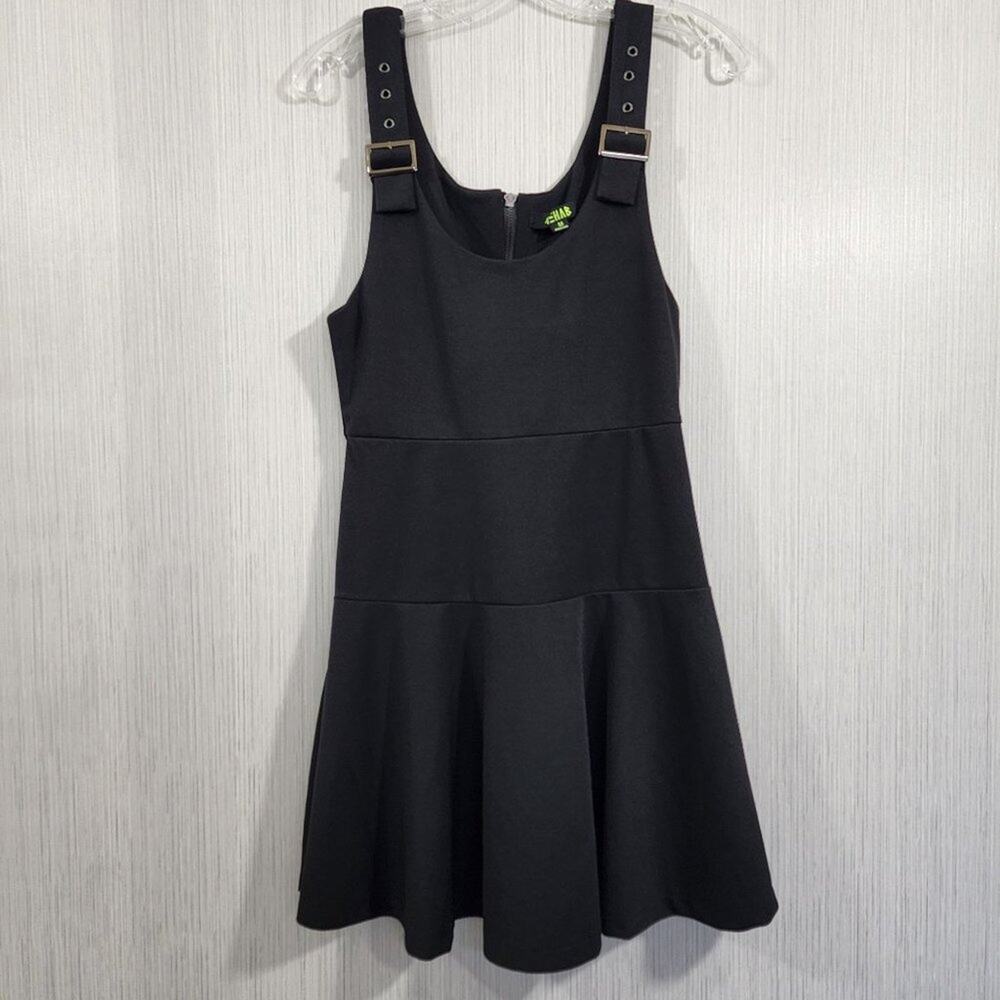 Rehab black buckle straps detail tank‎ fit & flare dress woman's size medium